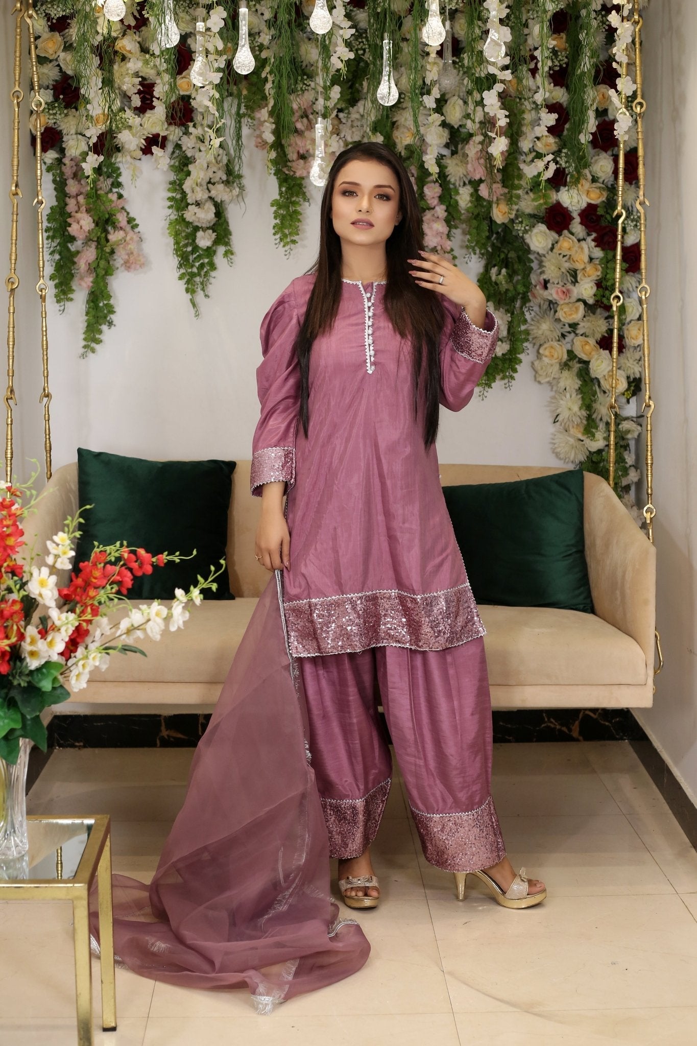 Luxury Sitara Embroidered Shirt & Trouser Set - BalreejFashions