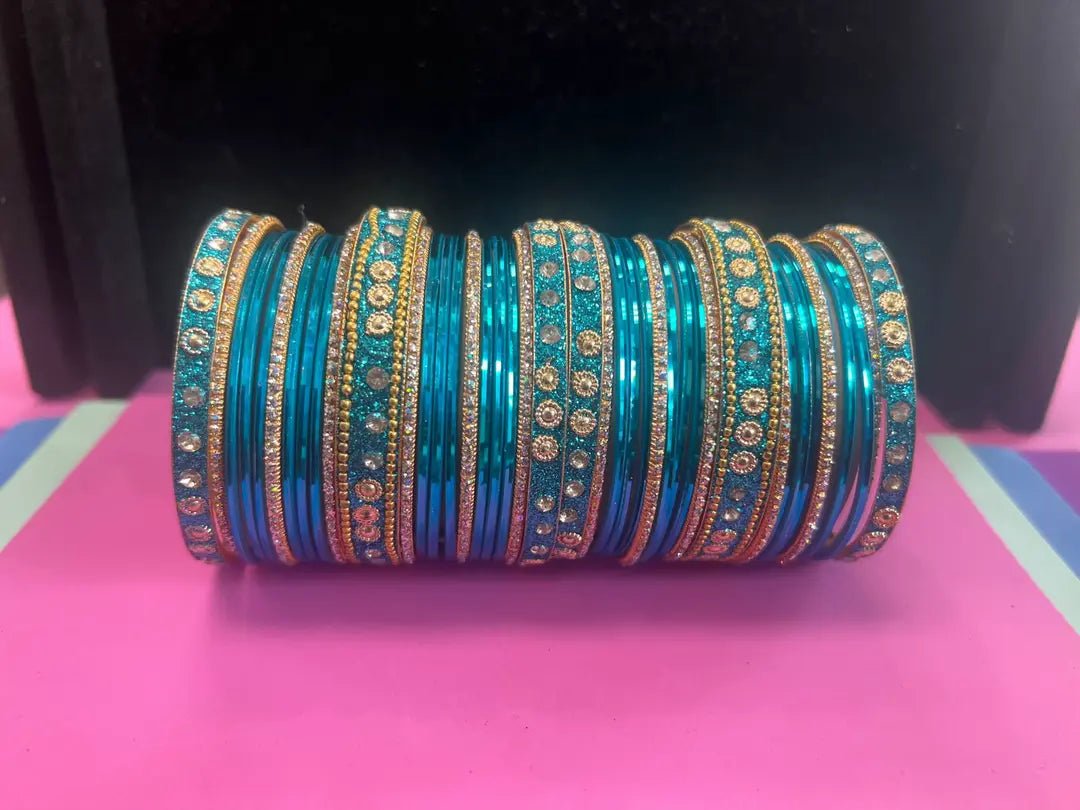 Luxury Stone - Studded Metal Bangles – Sparkling Handcrafted Festive Kada Set - Boutique By MaryamBoutique By MaryamBoutique By MaryamBright Cyan2.4Luxury Stone - Studded Metal Bangles – Sparkling Handcrafted Festive Kada Set