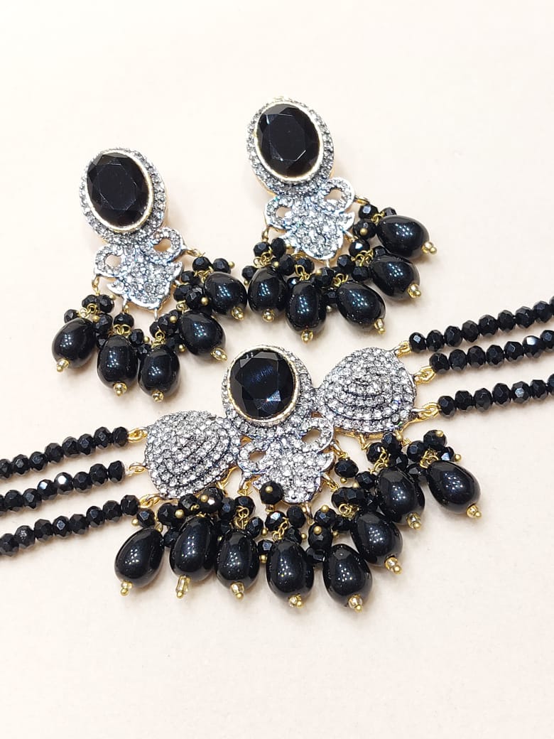 Premium 3 - Strand Crystal Choker Set | Available in 8 Vibrant Colors BMJ - 002 - Boutique By MaryamBoutique By MaryamBoutique By Maryammidnight - blackPremium 3 - Strand Crystal Choker Set | Available in 8 Vibrant Colors BMJ - 002