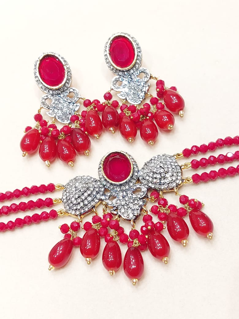 Premium 3 - Strand Crystal Choker Set | Available in 8 Vibrant Colors BMJ - 002 - Boutique By MaryamBoutique By MaryamBoutique By MaryamredPremium 3 - Strand Crystal Choker Set | Available in 8 Vibrant Colors BMJ - 002