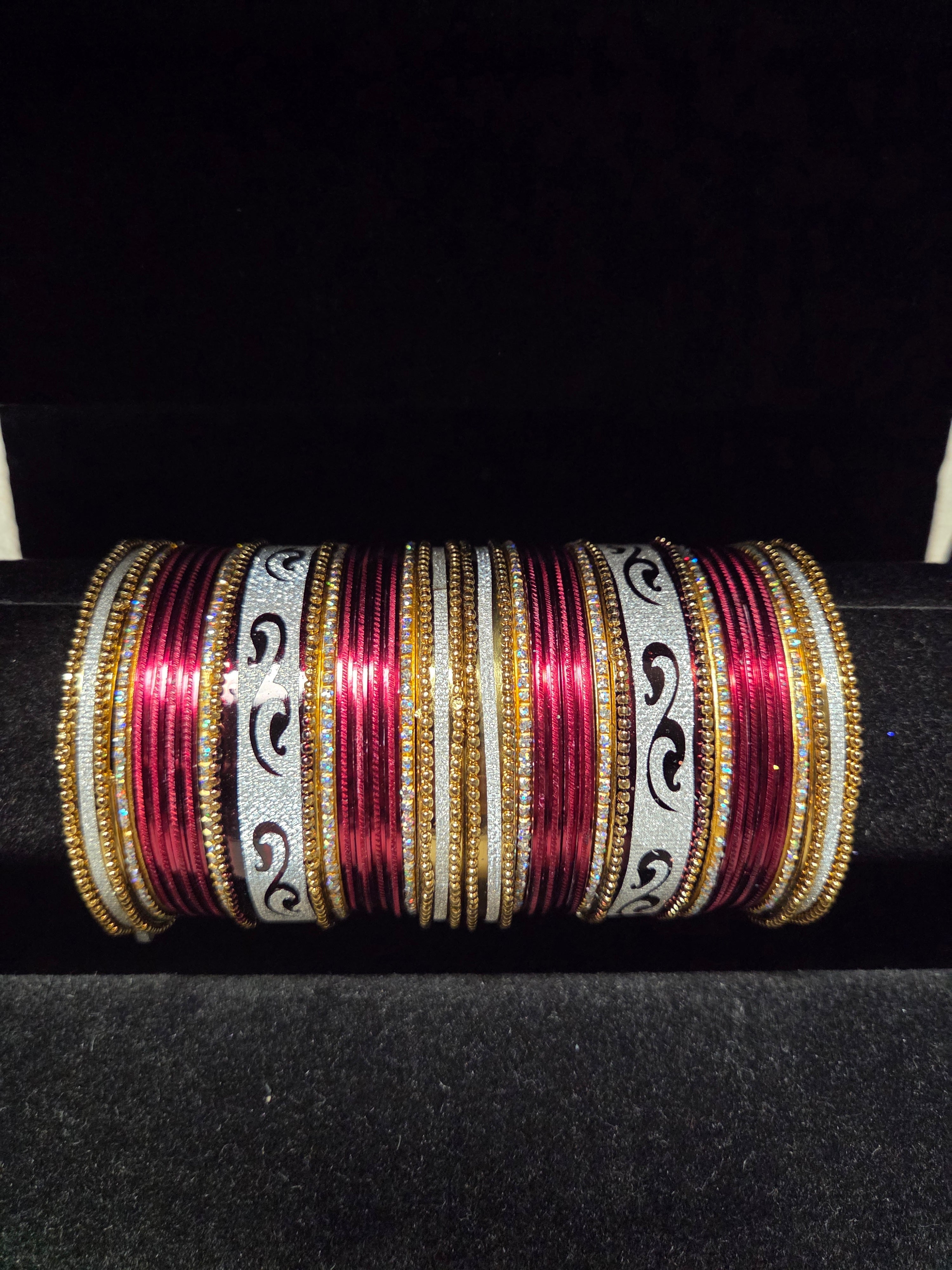 Premium Metal Bangles with High - Shine Gold & Silver Lacquer Finish - Boutique By MaryamBoutique By MaryamBoutique By Maryammaroon2.4Premium Metal Bangles with High - Shine Gold & Silver Lacquer Finish