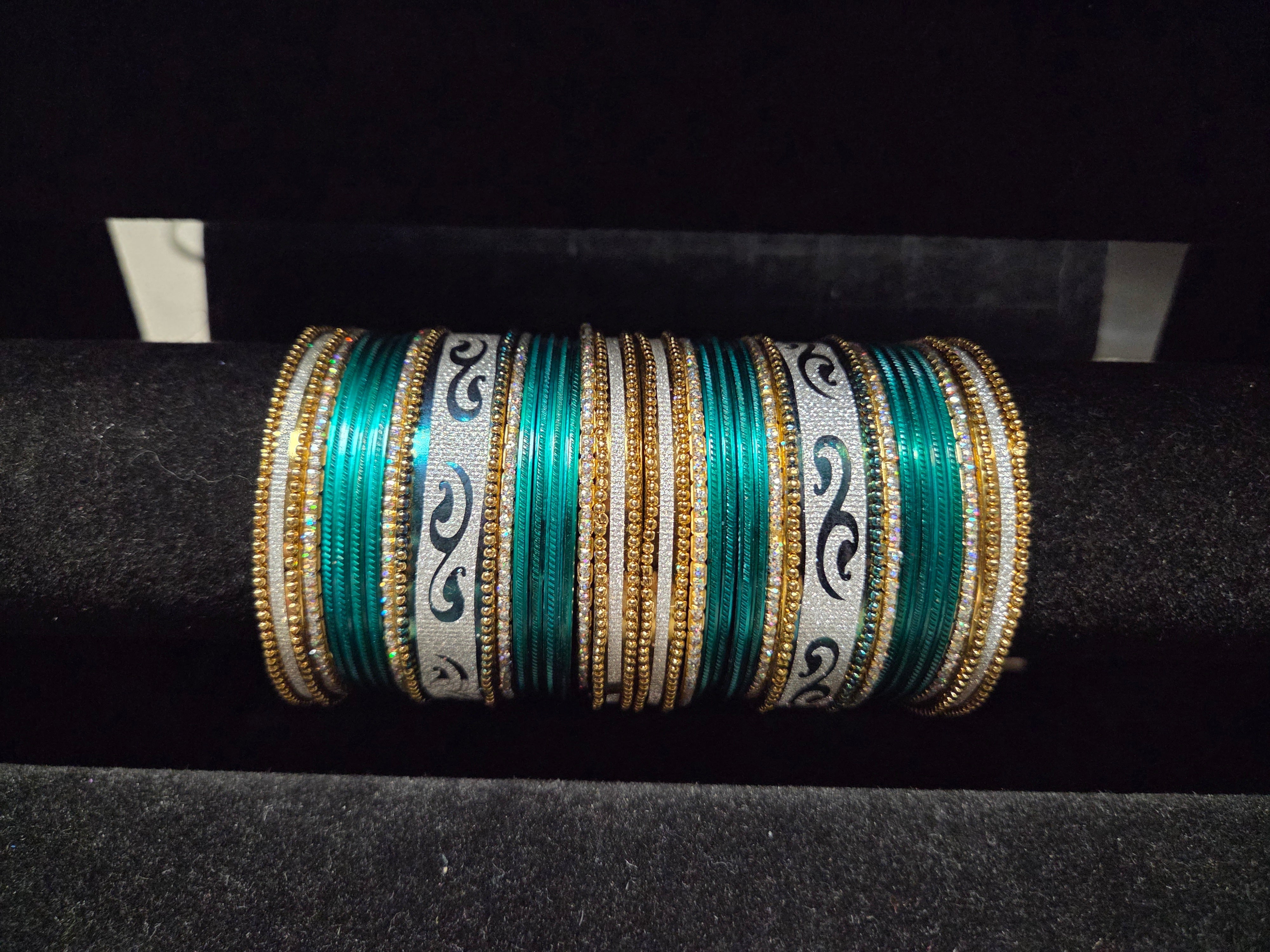 Premium Metal Bangles with High - Shine Gold & Silver Lacquer Finish - Boutique By MaryamBoutique By MaryamBoutique By Maryamsea - green2.4Premium Metal Bangles with High - Shine Gold & Silver Lacquer Finish