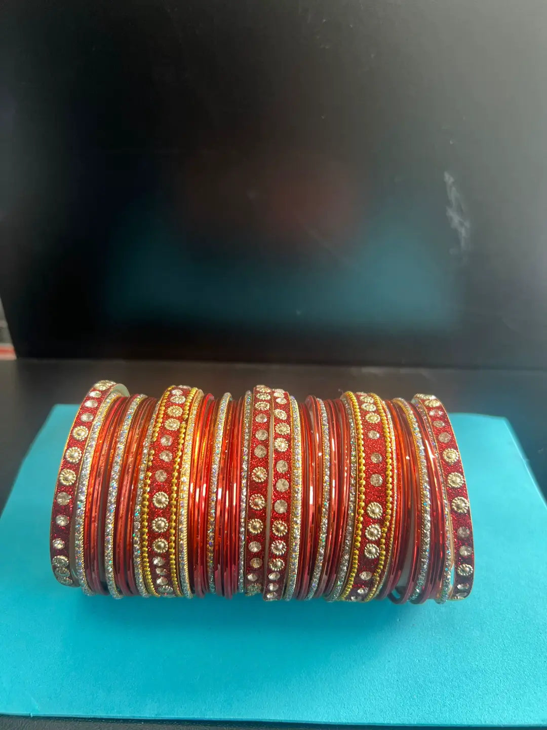 Luxury Stone-Studded Metal Bangles – Sparkling Handcrafted Festive Kada Set