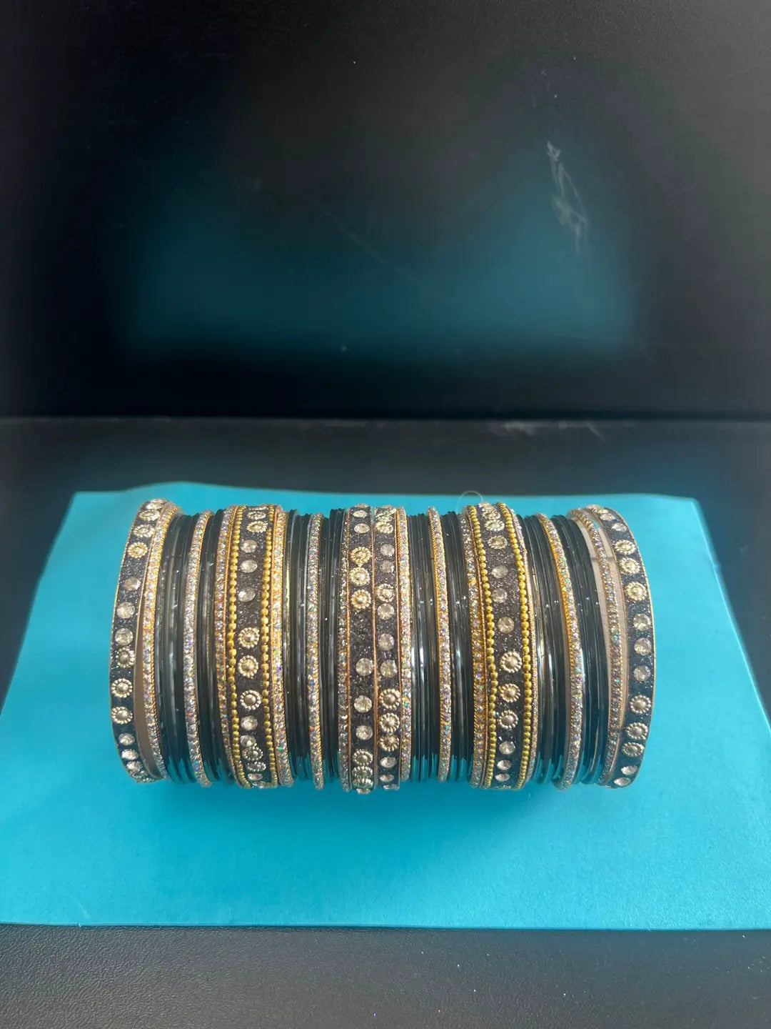 Luxury Stone-Studded Metal Bangles – Sparkling Handcrafted Festive Kada Set
