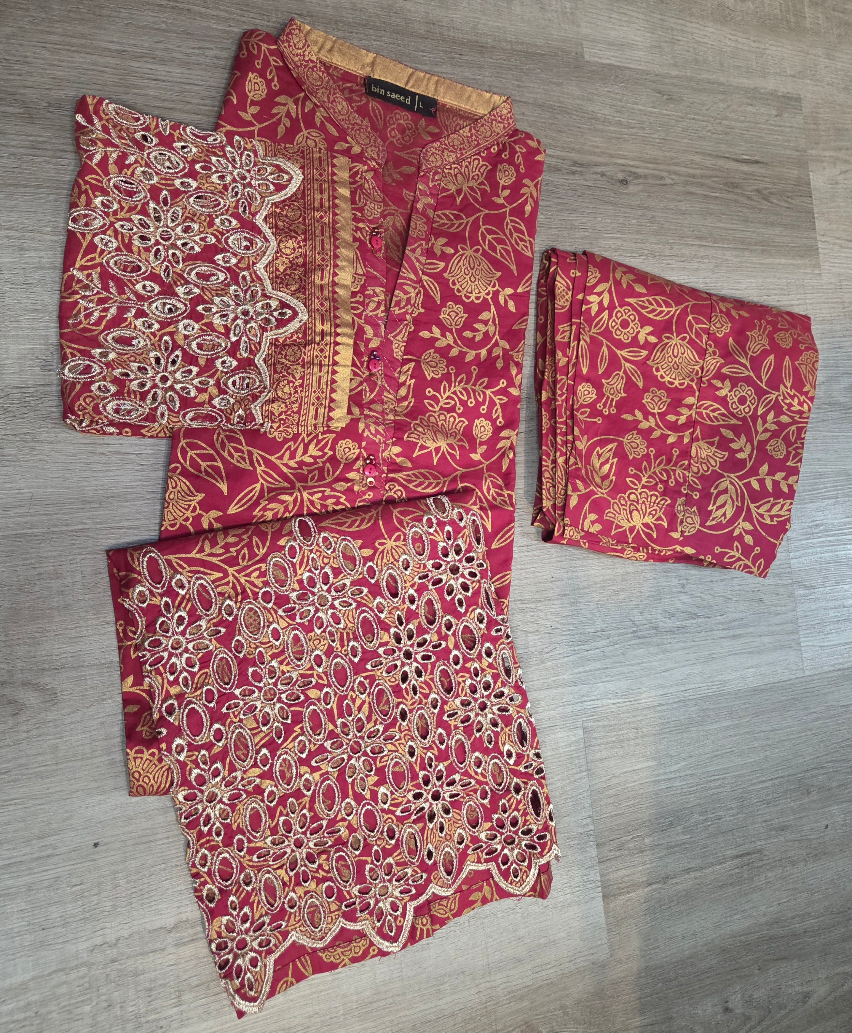 Bin Saeed Signature Embroidered 2-Piece Co-ord Set – Premium Cotton/Lawn Collection