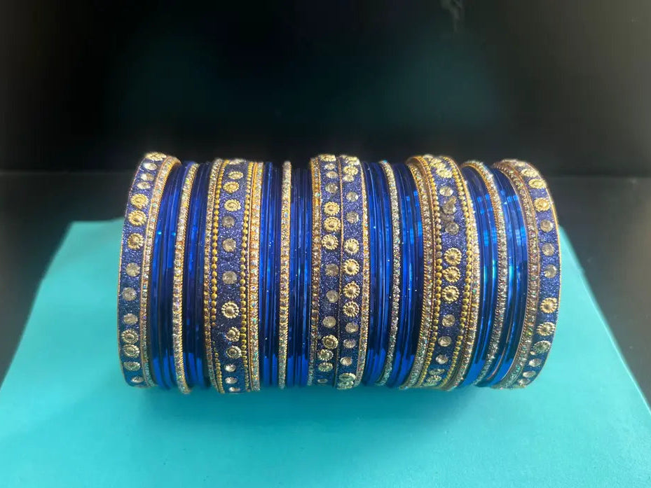 Luxury Stone-Studded Metal Bangles – Sparkling Handcrafted Festive Kada Set