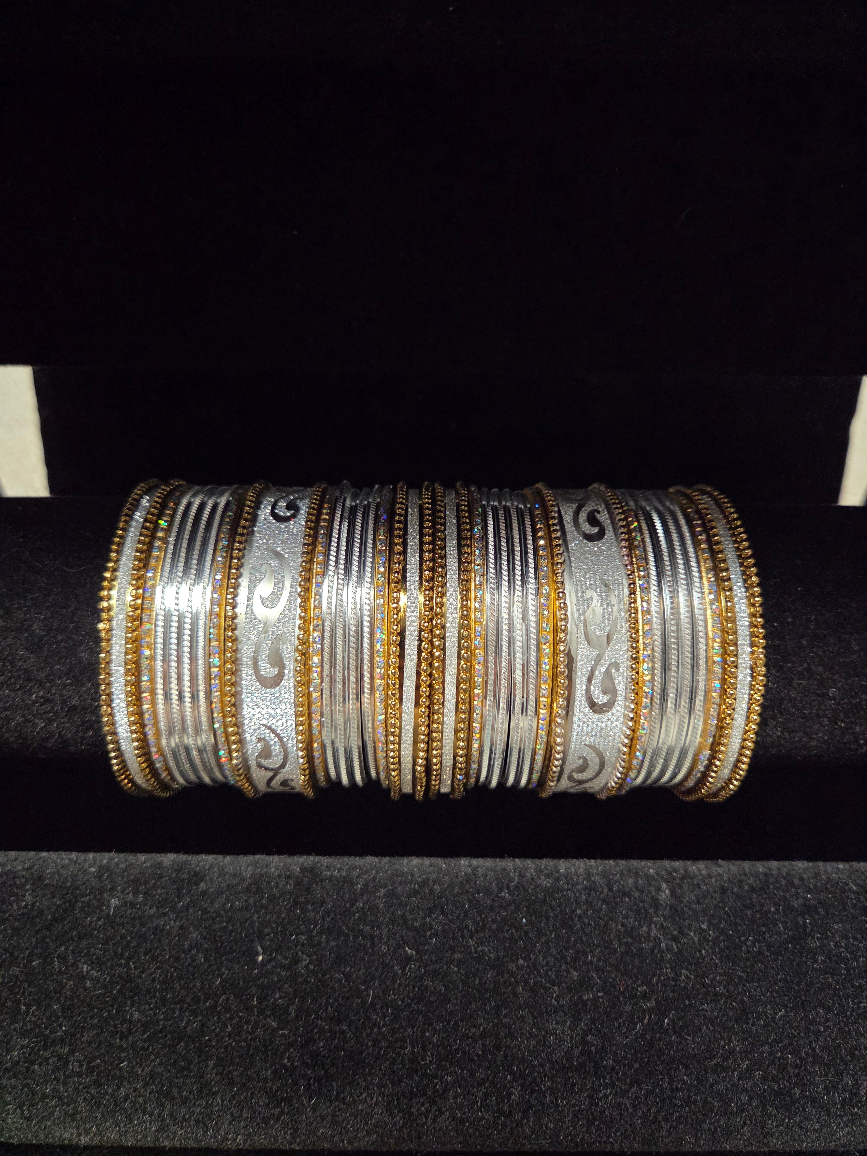 Premium Metal Bangles with High-Shine Gold & Silver Lacquer Finish – Set of [X]