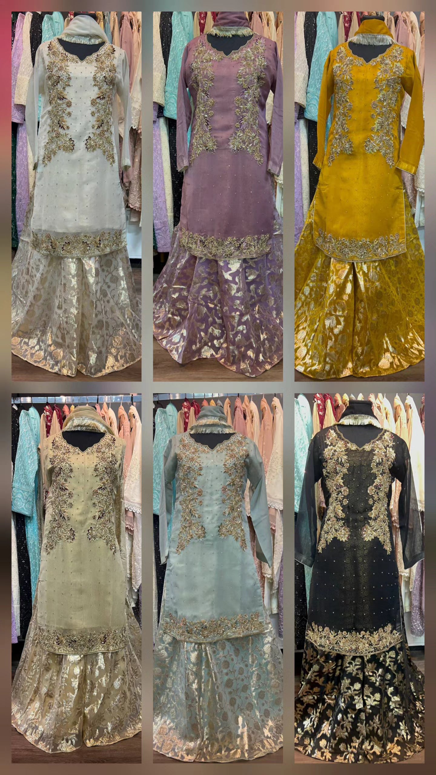 Luxury Heavy Embroidered Organza Tunic with Heritage Banarsi Sharara & Dupatta