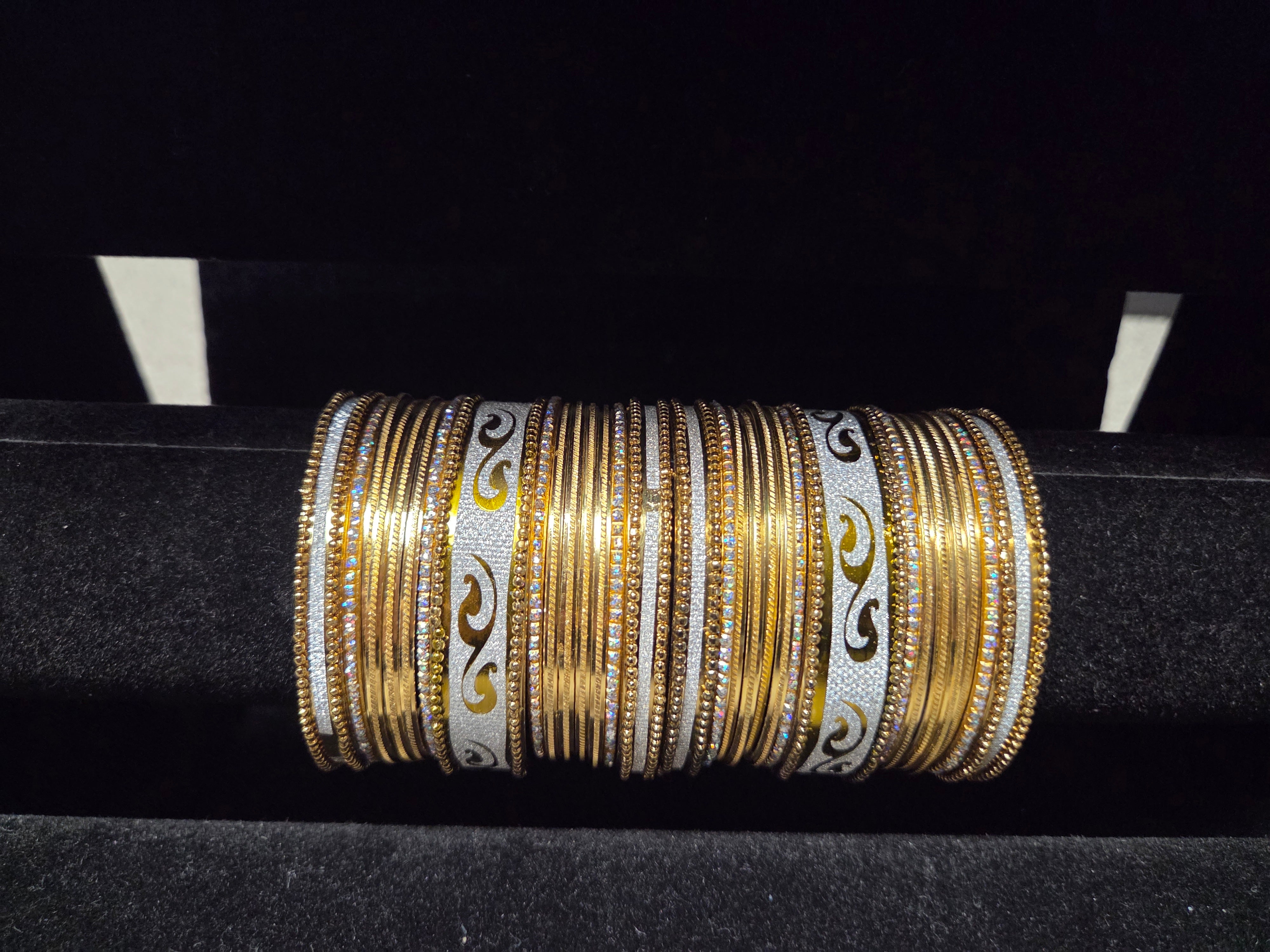 Premium Metal Bangles with High-Shine Gold & Silver Lacquer Finish – Set of [X]