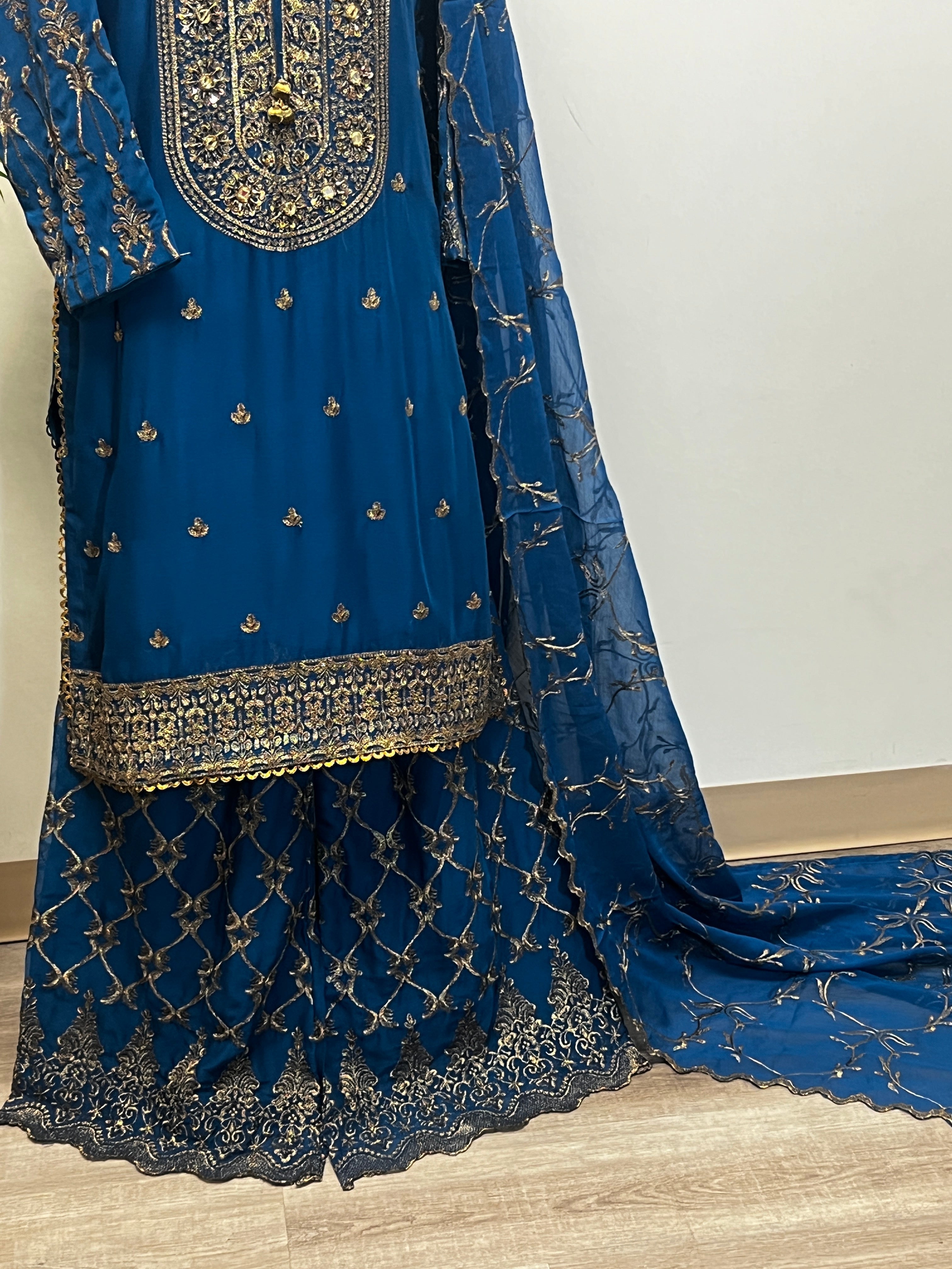 TW - 01 Chiffon Sharara with Tilla Work | Hand - Embroidered Bridal & Party Wear - Boutique By MaryamBoutique By MaryamBoutique By MaryamsmustardTW - 01 Chiffon Sharara with Tilla Work | Hand - Embroidered Bridal & Party Wear