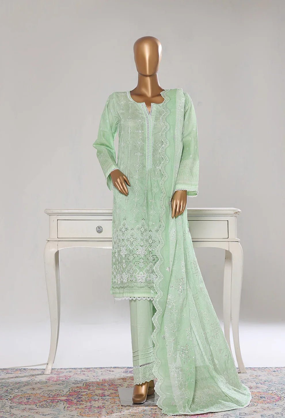 WCE - 02 Bin Saeed Original White Chikankari Embroidered Suit - Size XL - Boutique By MaryamBoutique By MaryamBoutique By Maryamapple - greenxlWCE - 02 Bin Saeed Original White Chikankari Embroidered Suit - Size XL